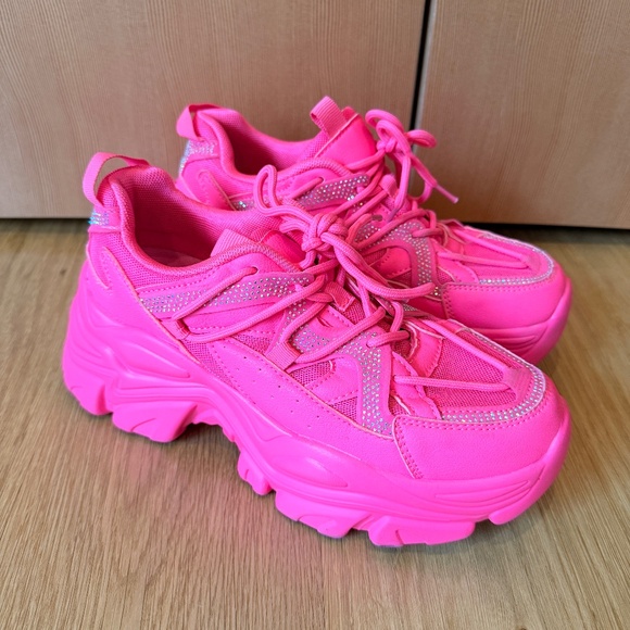 Shoes - Hot Pink Rhinestone Chunky Sneaker